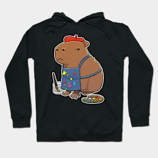 Capybara Artist Painter Hoodie